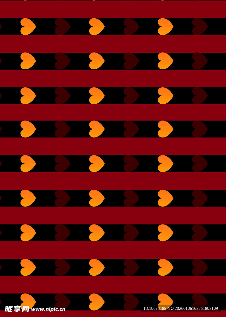红底黑条纹配心形图案