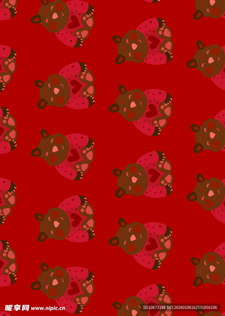 圣诞小熊红色图案背景