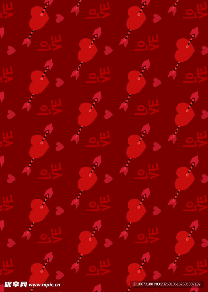 红色爱心图案背景纹理