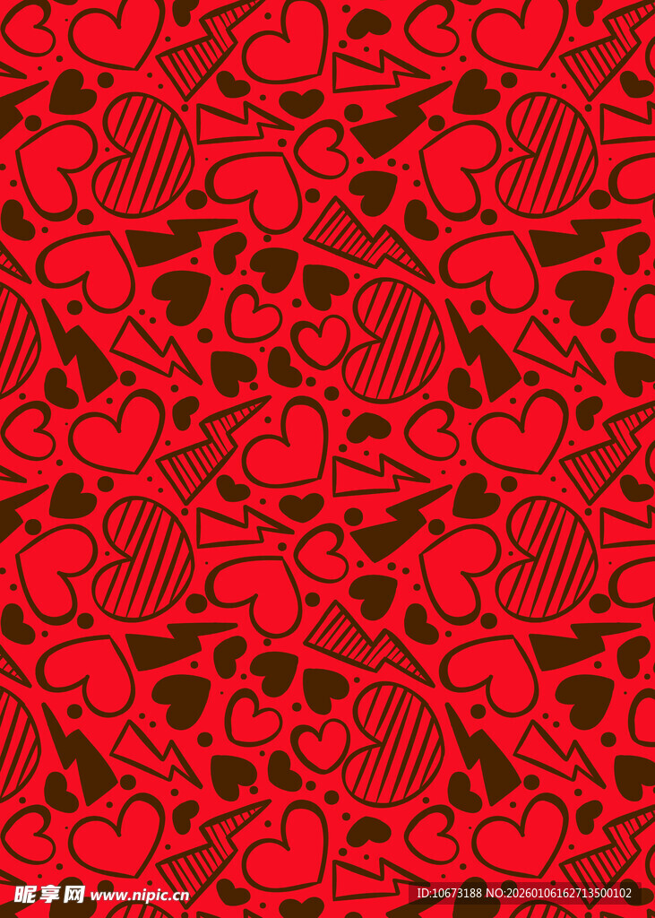 红色心形花纹图案