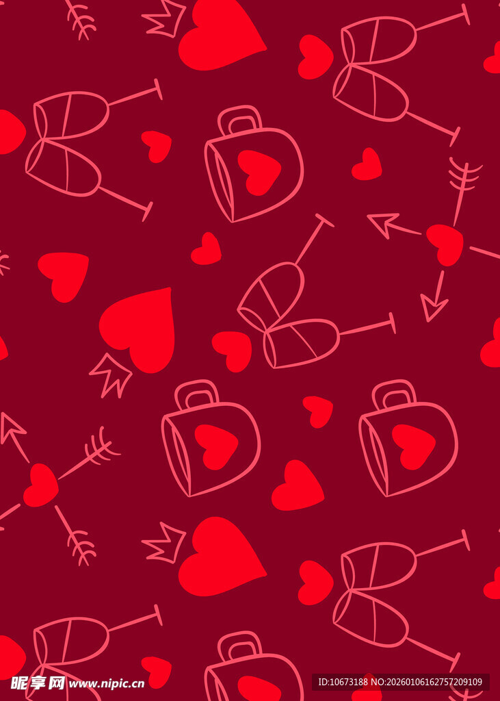 红色爱心浪漫图案背景