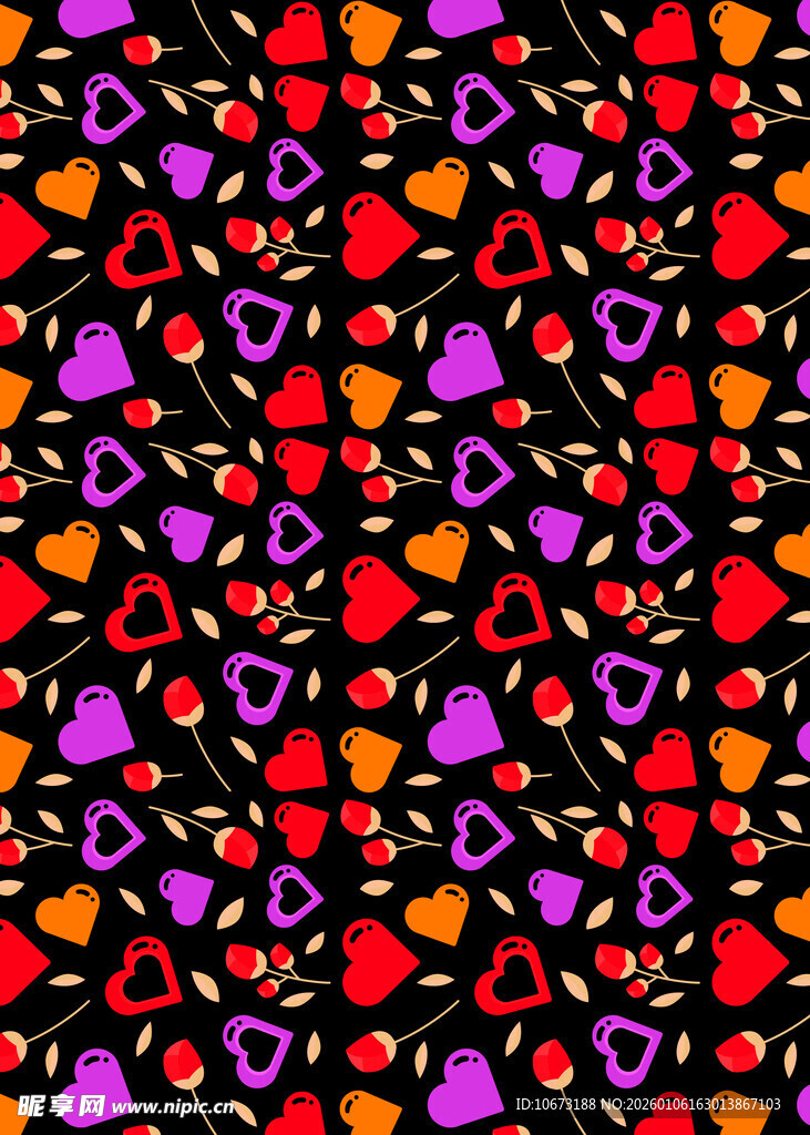 多彩心形图案背景纹理