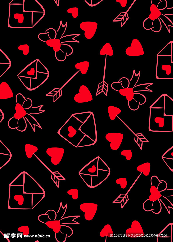 红色爱心箭头图案背景