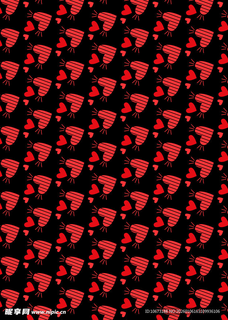 红色心形图案背景纹理