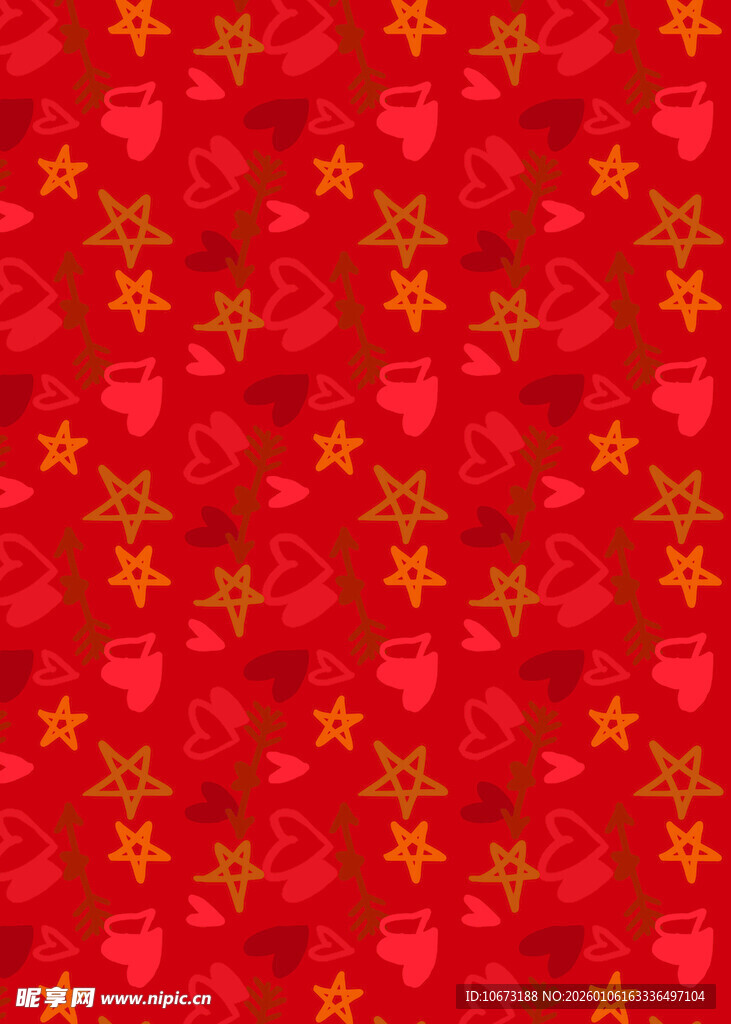 红色爱心星星图案背景