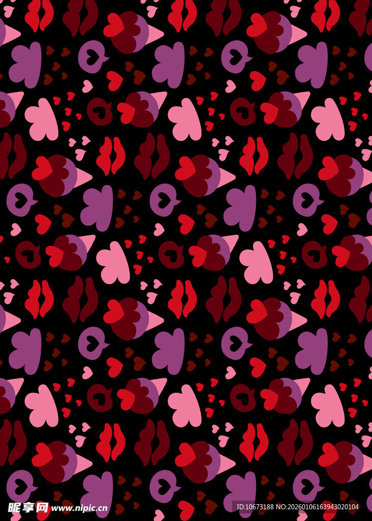 多彩心形图案背景纹理