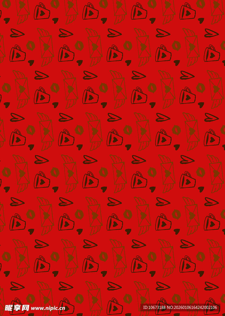 红色底纹卡通图案背景
