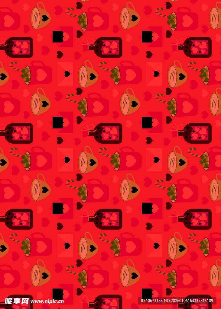 红色几何图案装饰背景图