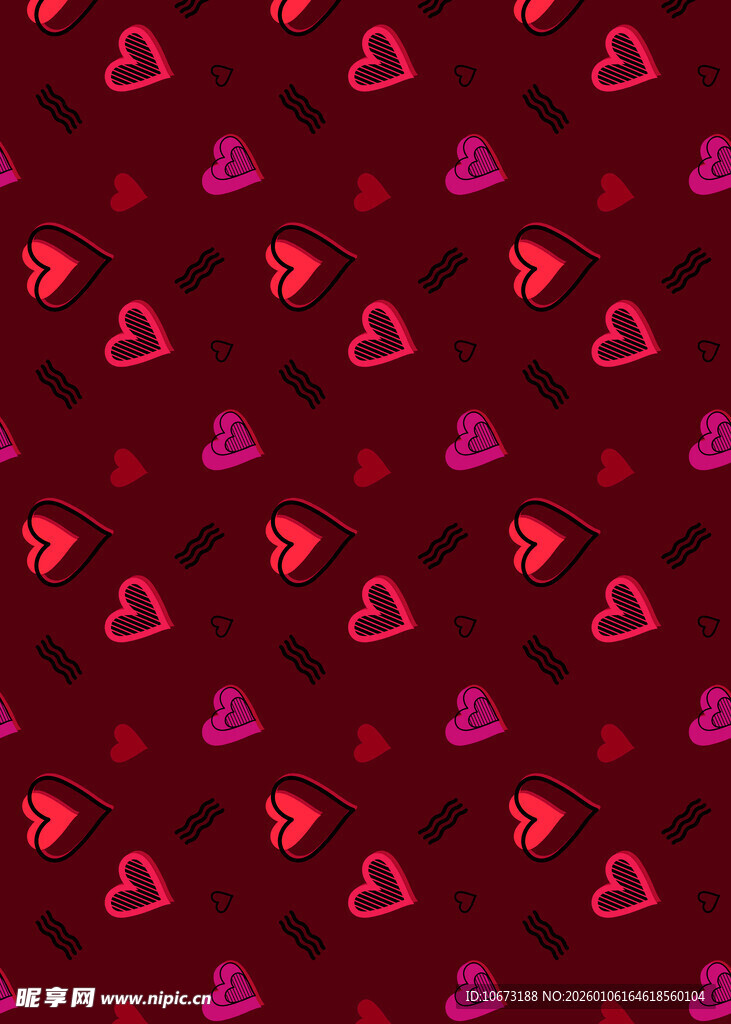 红色爱心图案背景纹理