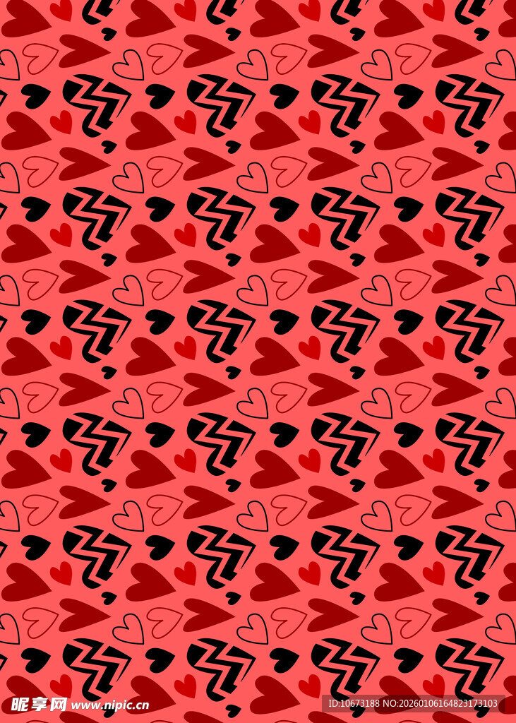 红色爱心字母图案背景