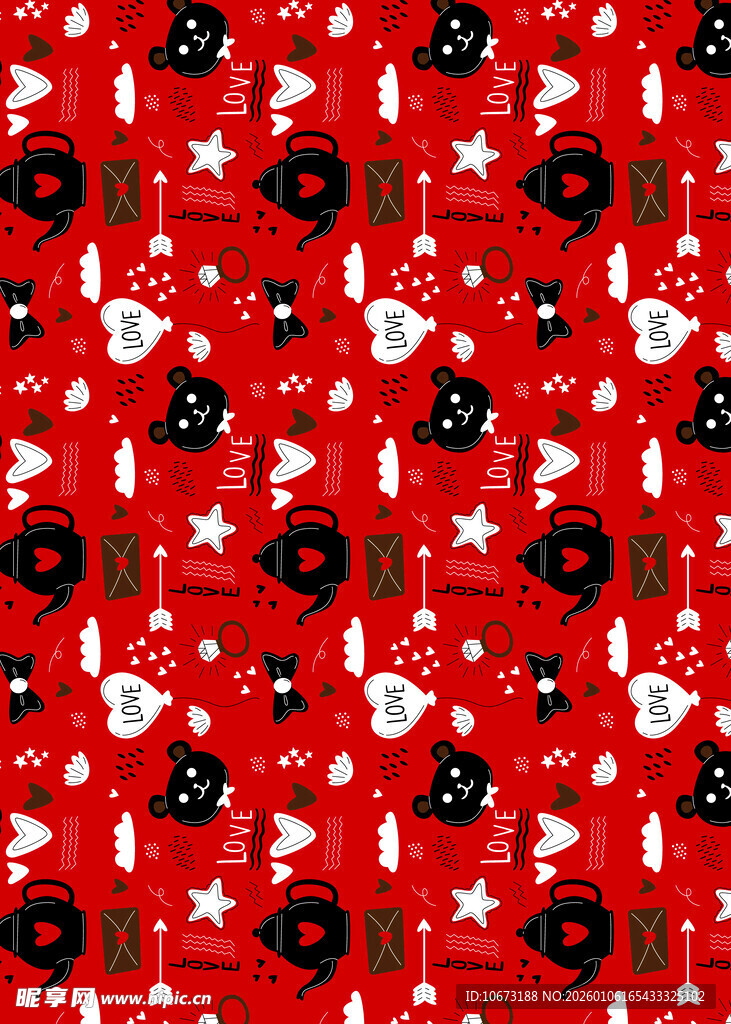 红色圣诞元素无缝图案