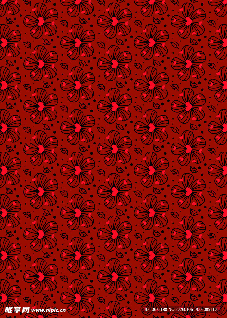 红色花纹图案背景纹理
