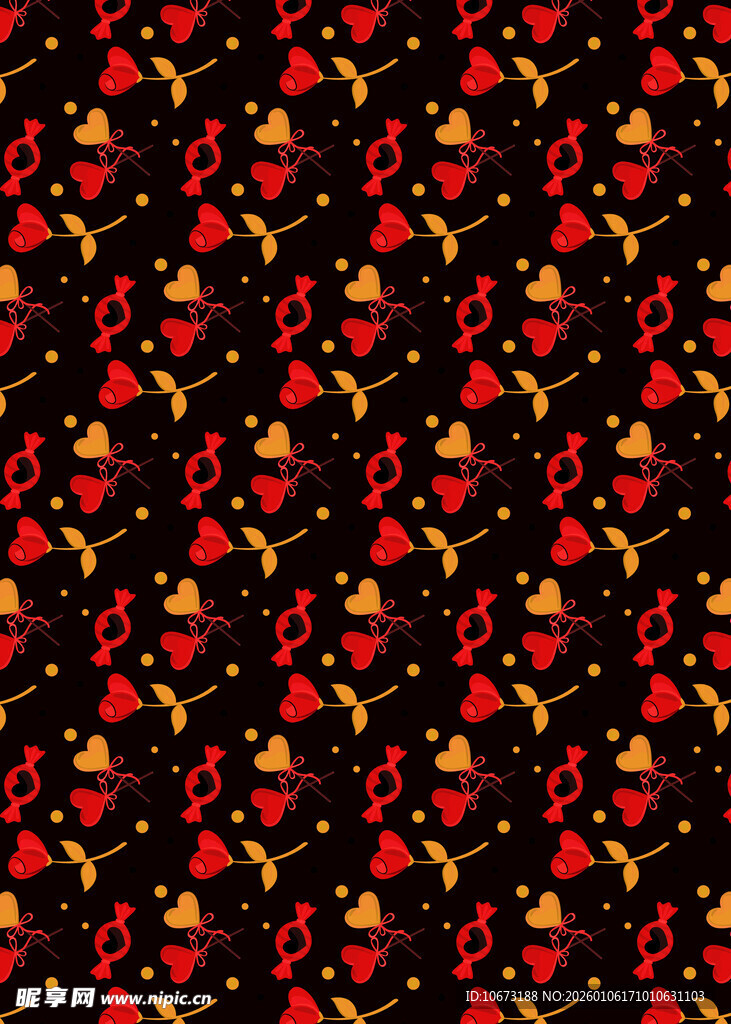 红色碎花黑色底纹图案