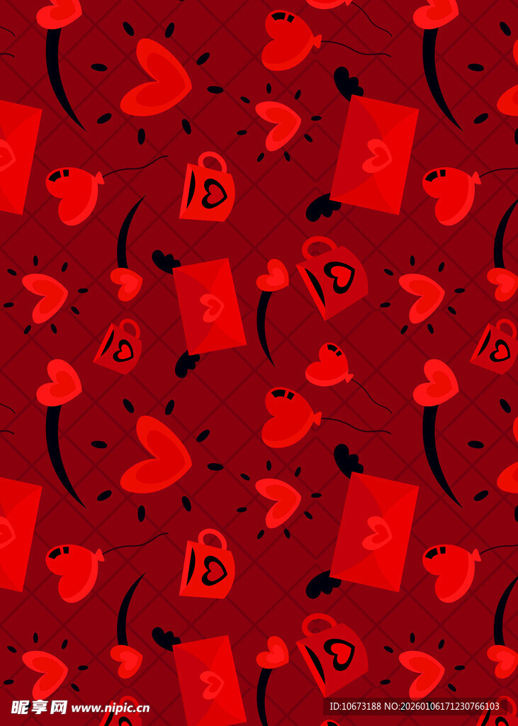 红色爱心罐子图案背景