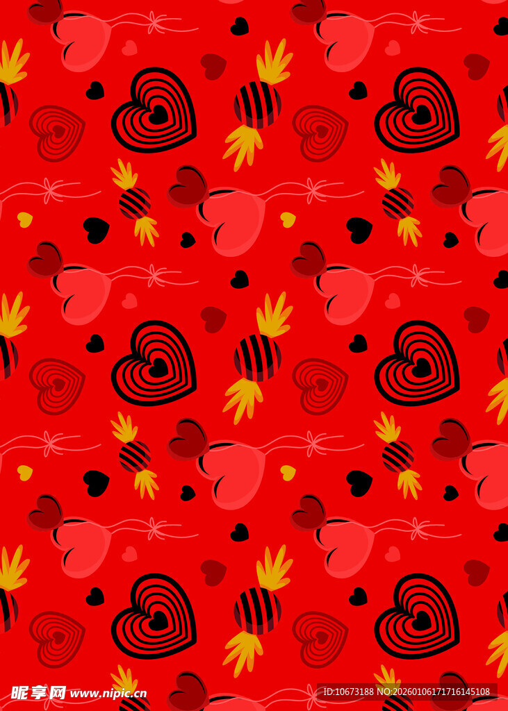 红色爱心火焰图案背景