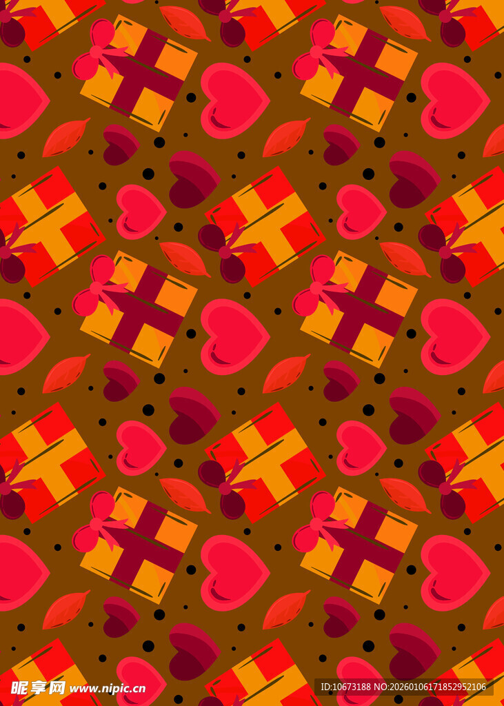 多彩心形礼物图案背景