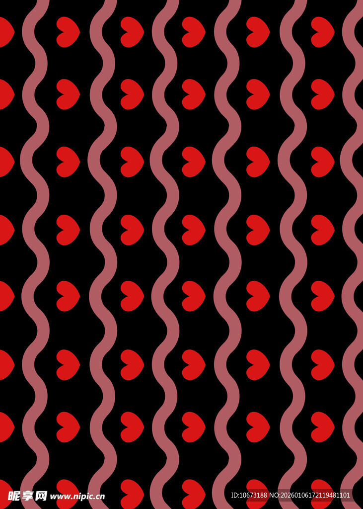 红黑波纹爱心图案背景