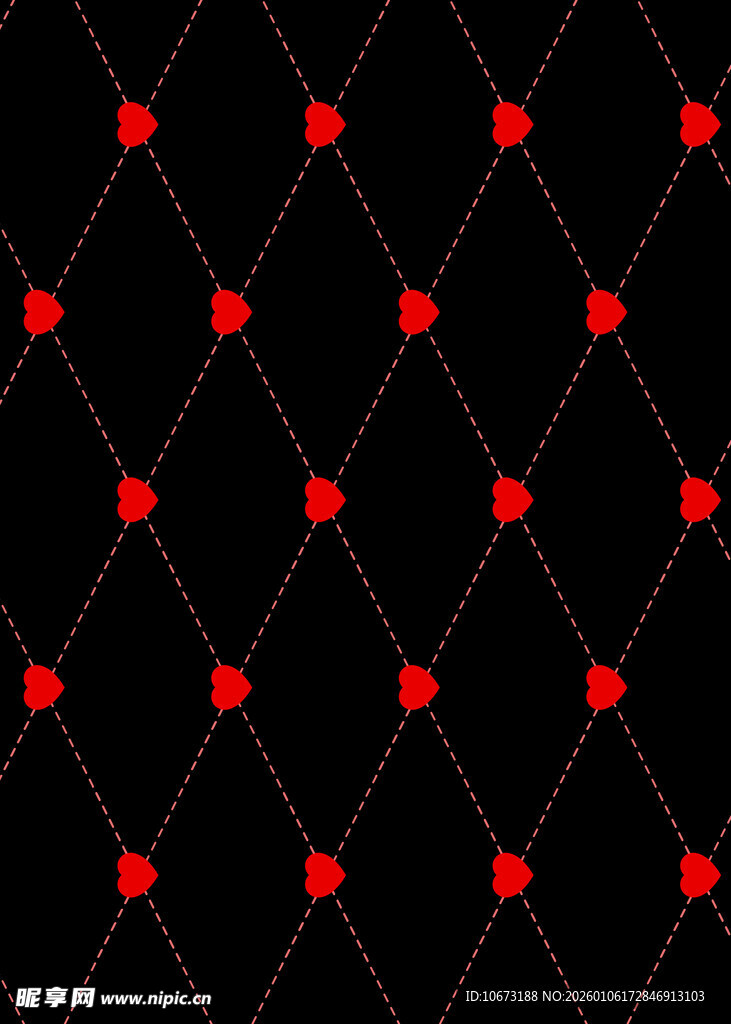 黑色底红点缀菱形图案