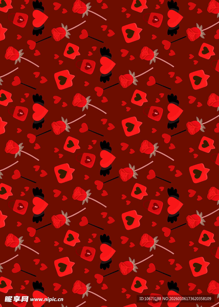 红色心形图案无缝背景