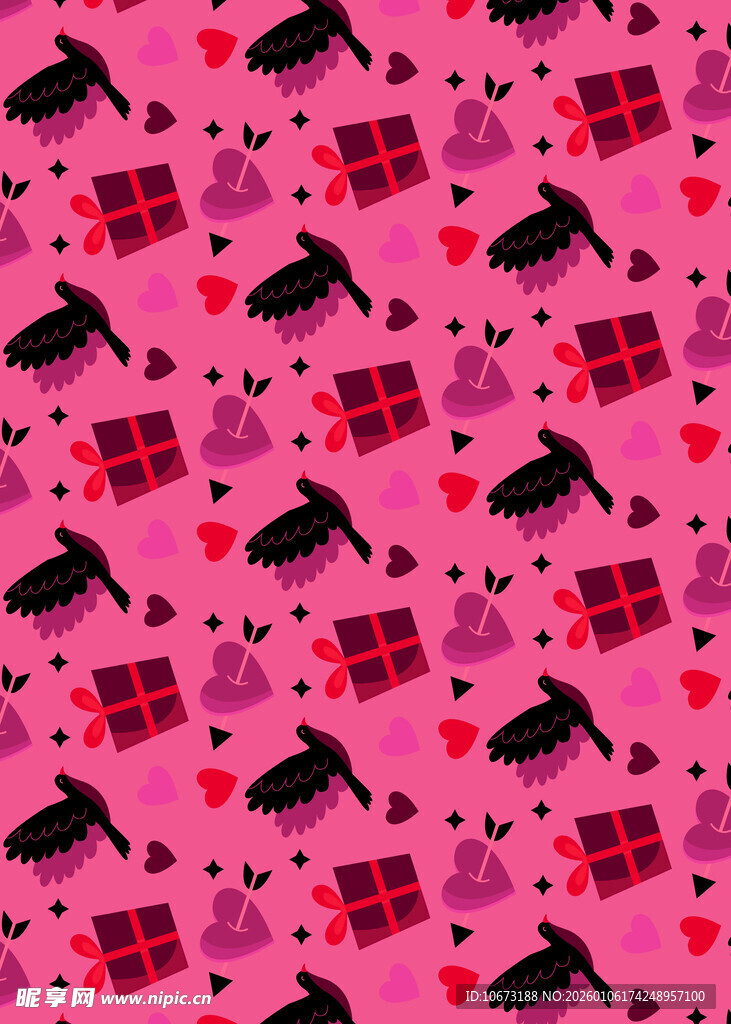 粉色背景格子爱心图案