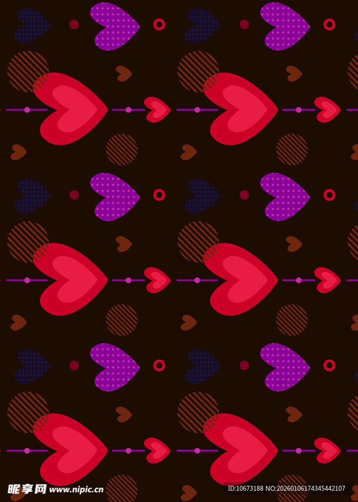 多彩心形箭头图案背景