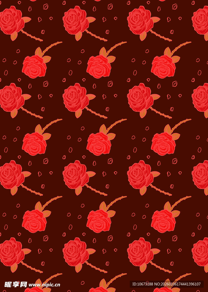 红色花卉图案背景纹理