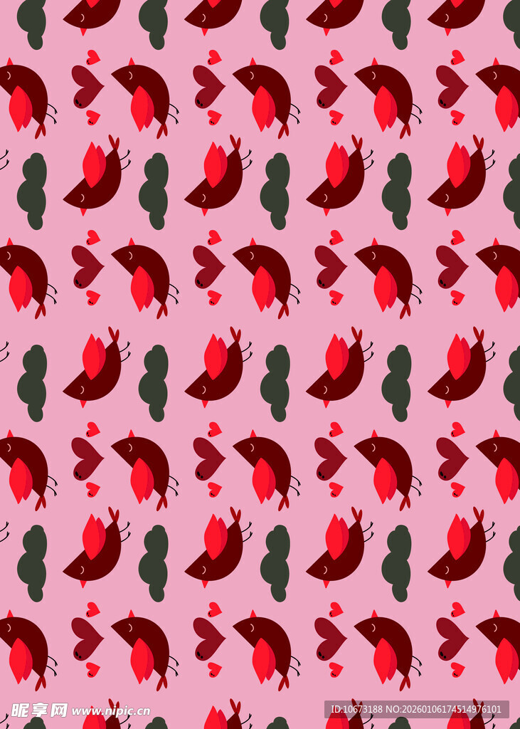 粉色背景的西瓜辣椒图案