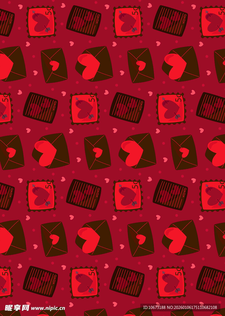 红色爱心图案背景设计