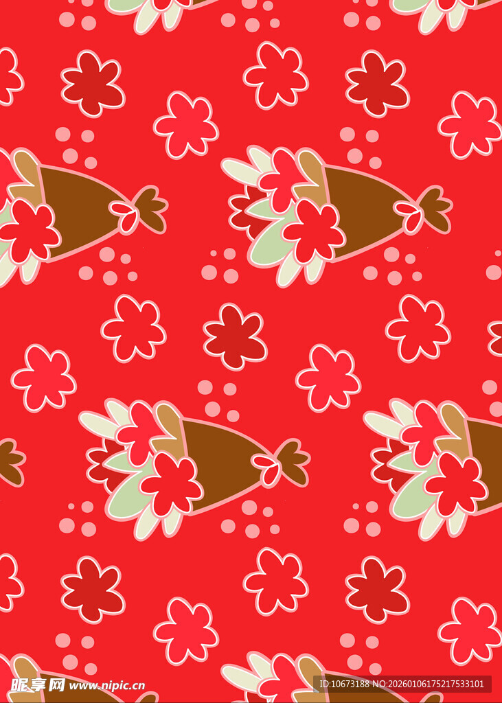 红色糖果花卉图案背景