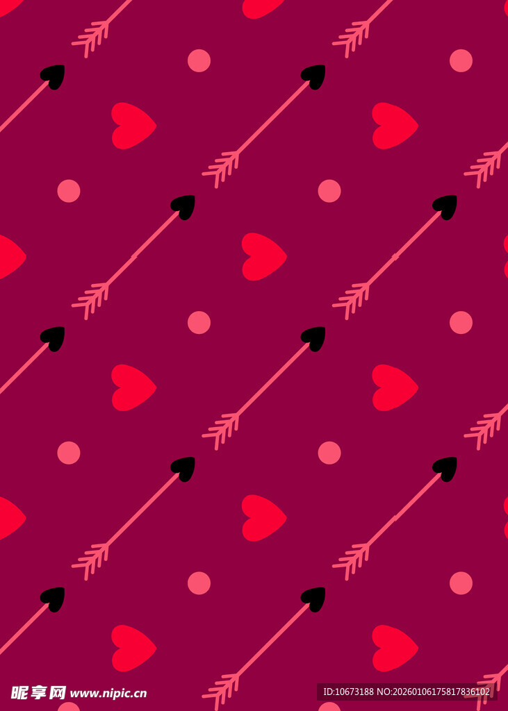 玫红色爱心箭头图案背景