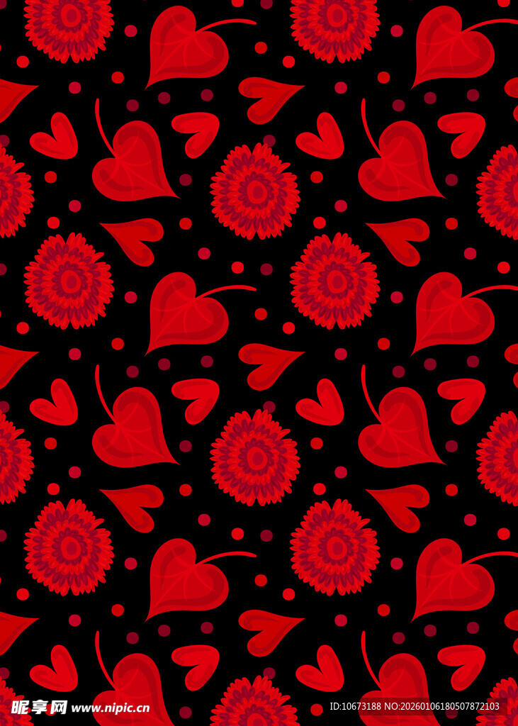 红色爱心石榴图案背景