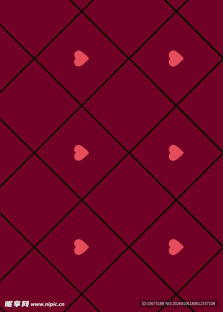 红色菱格爱心图案背景