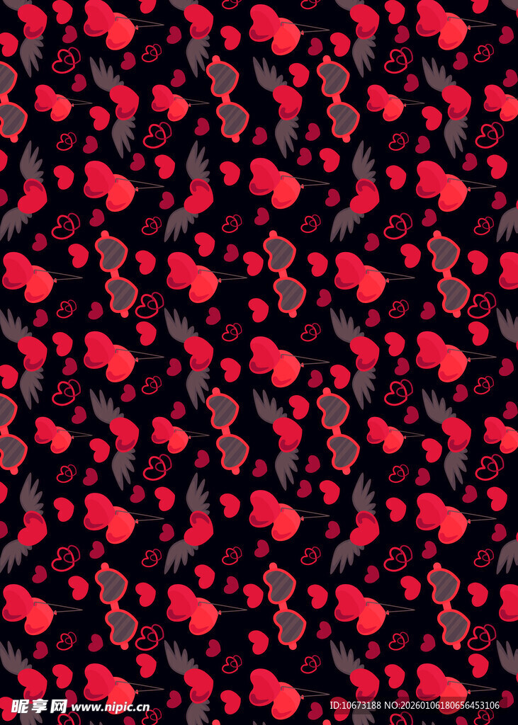 红色心形图案背景纹理