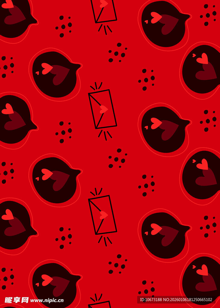 红色背景的卡通图案设计