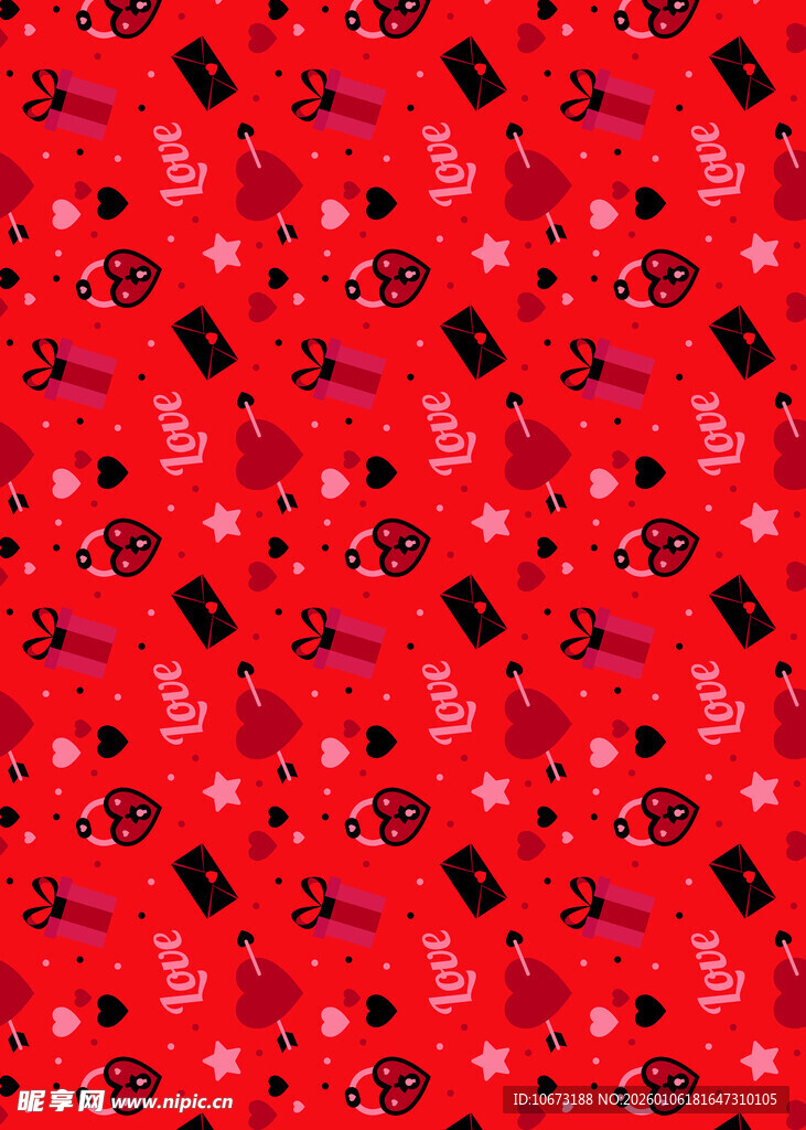 红色爱心图案背景纹理