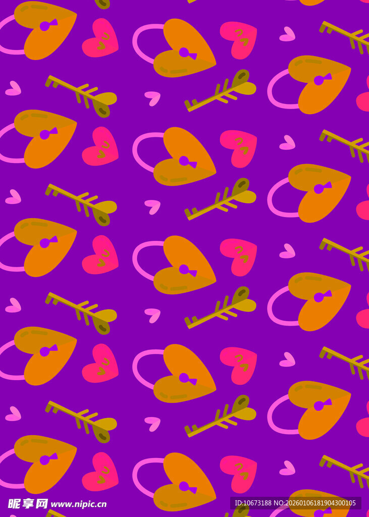 紫色背景爱心箭头图案