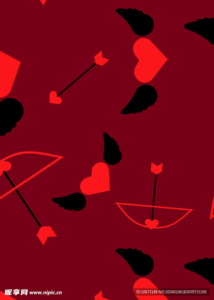 红色爱心箭头浪漫图案