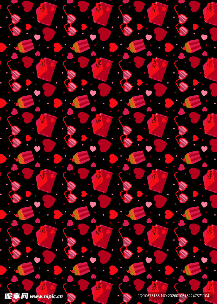 红色花卉图案背景纹理