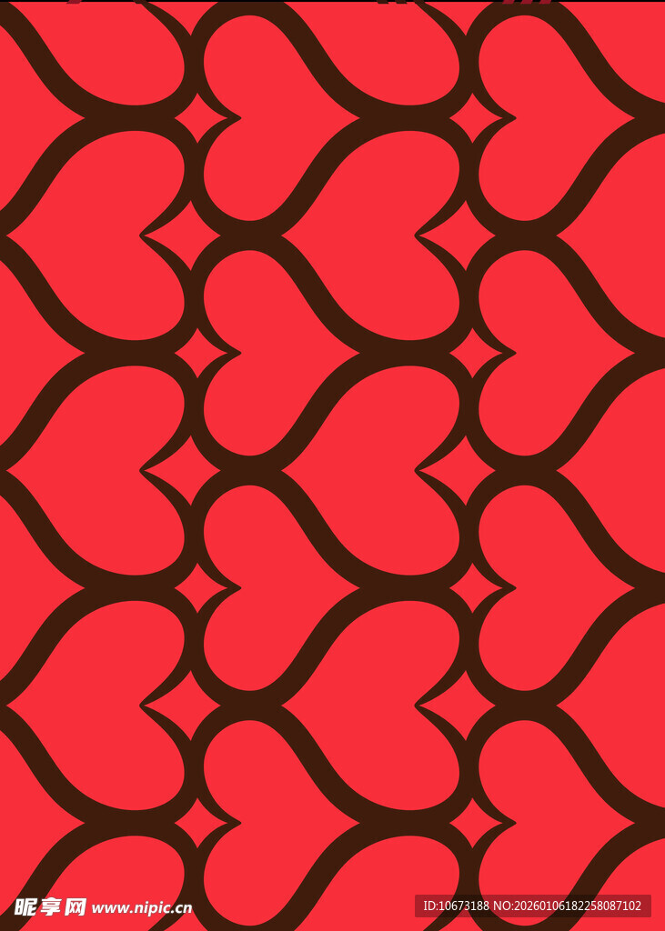 红色心形几何图案背景