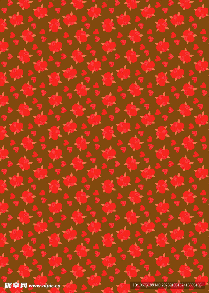 红色花卉图案背景纹理