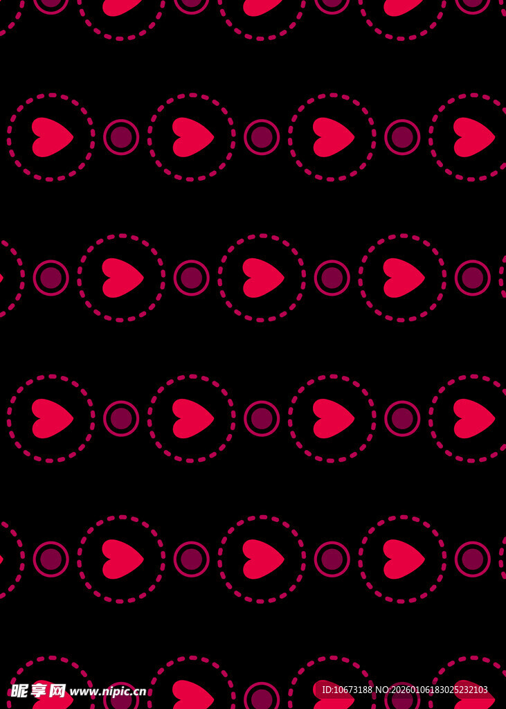 黑色背景上的红心图案