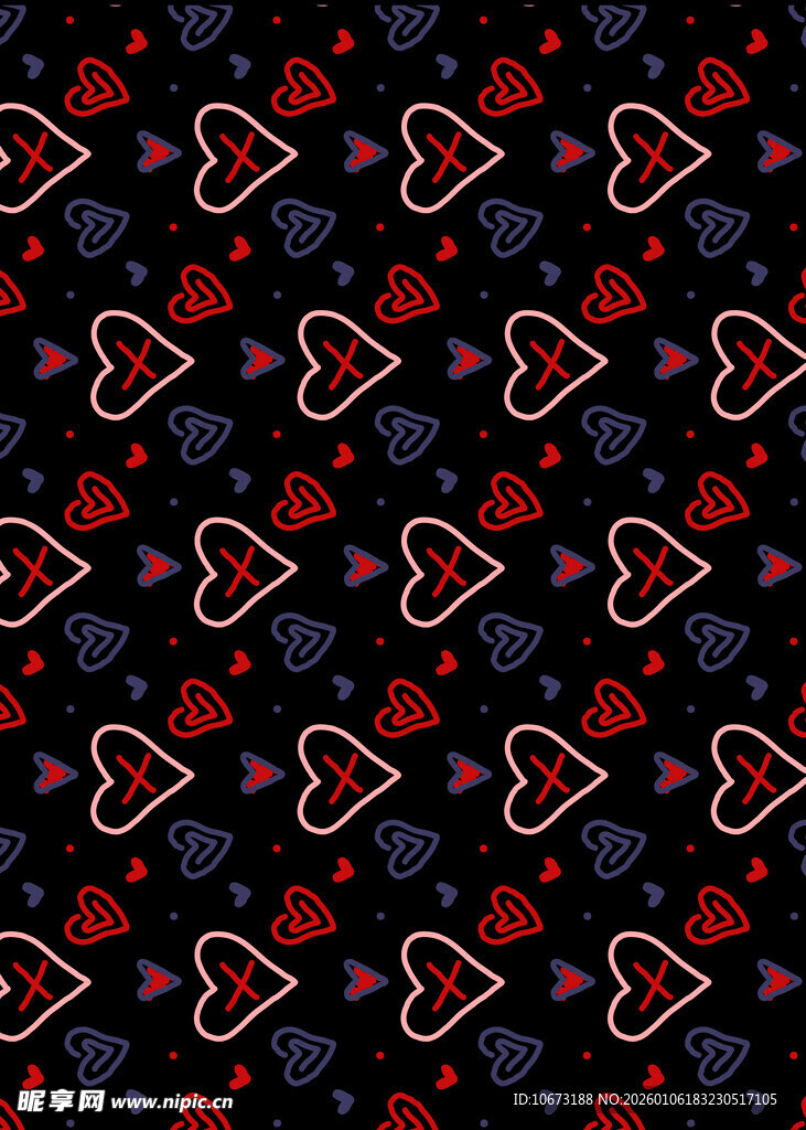 几何心形图案背景纹理