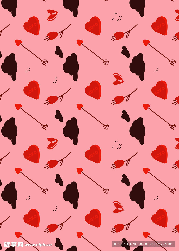 粉色爱心箭头图案背景