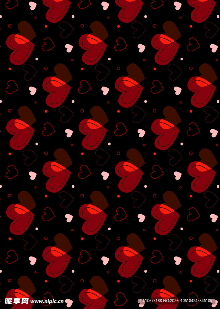 红色草莓图案黑色背景纹理