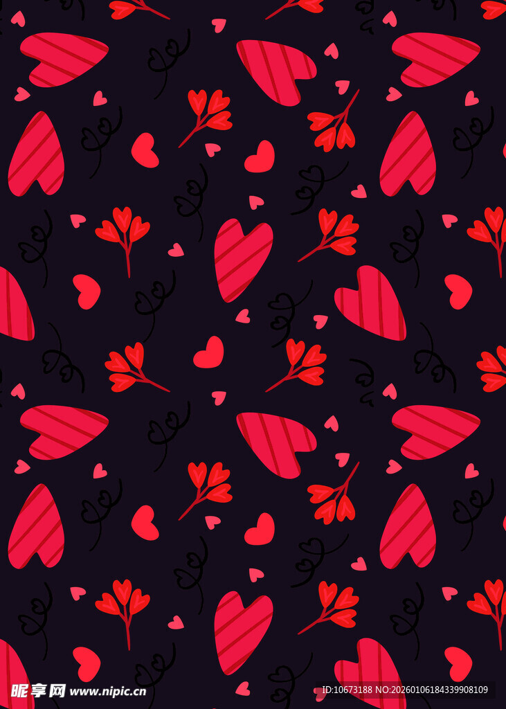 红色心形蝴蝶图案背景