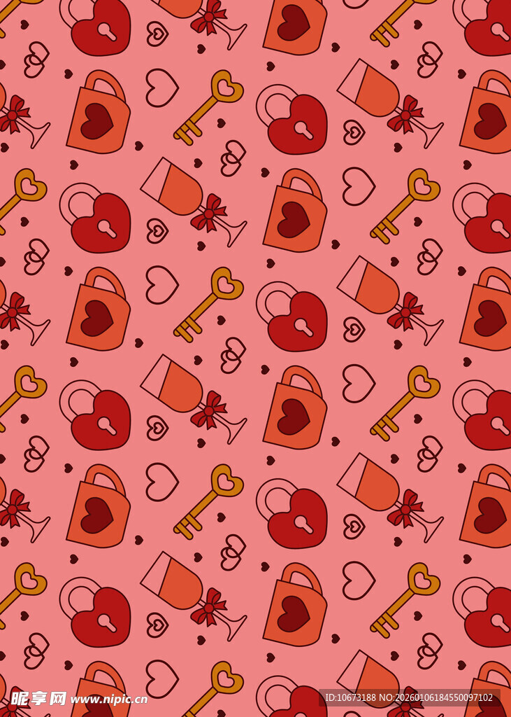 粉色底可爱元素无缝图案