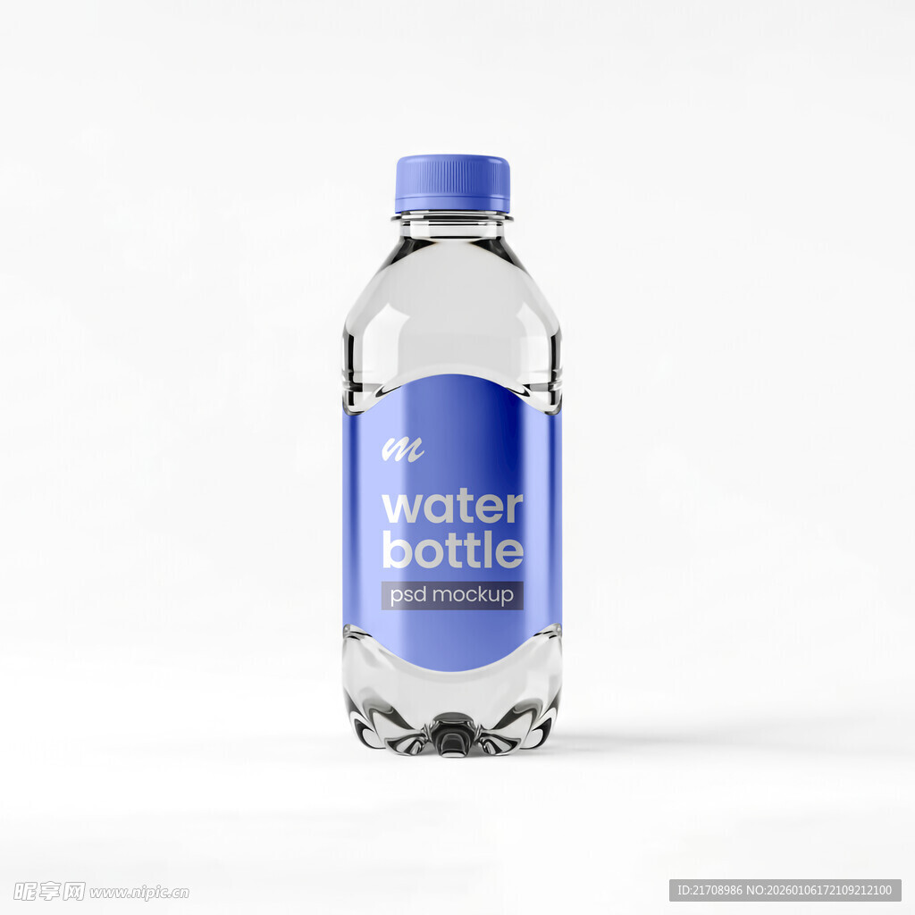 蓝色标签透明瓶装饮用水