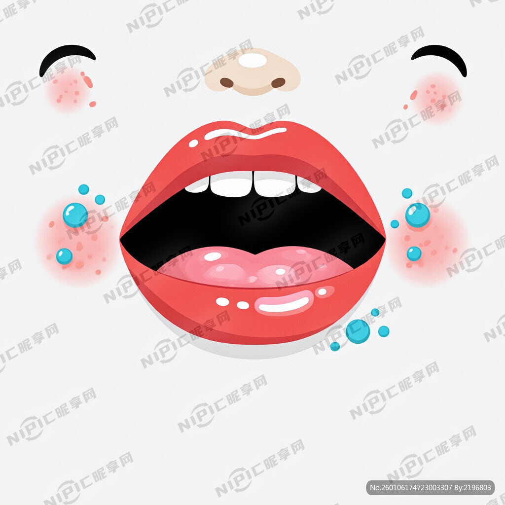 小儿嘴巴周围有湿疹 要白底图片
