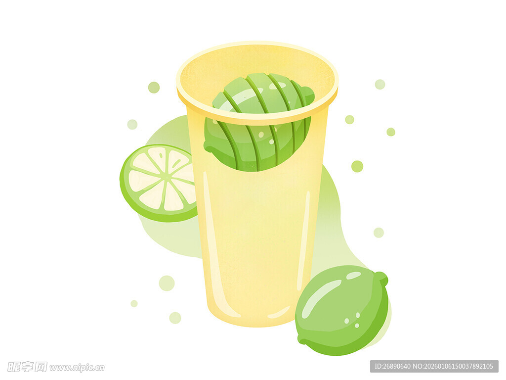 清新青柠饮品插画