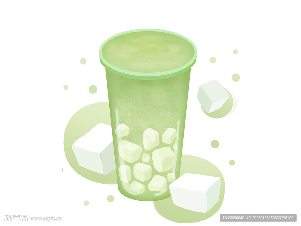 绿色冰饮插画 抹茶奶茶